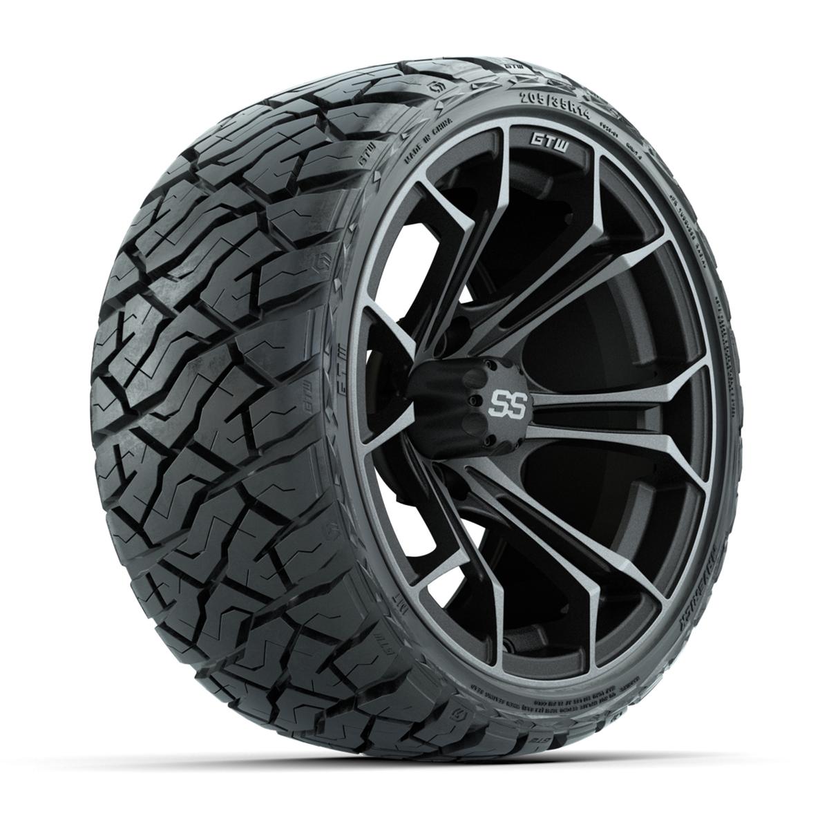 GTW&reg; Spyder Matte Black/Bronze 14 in Wheels with 205/35-R14 Maverick Low-Profile All-Terrain Tires – Full Set