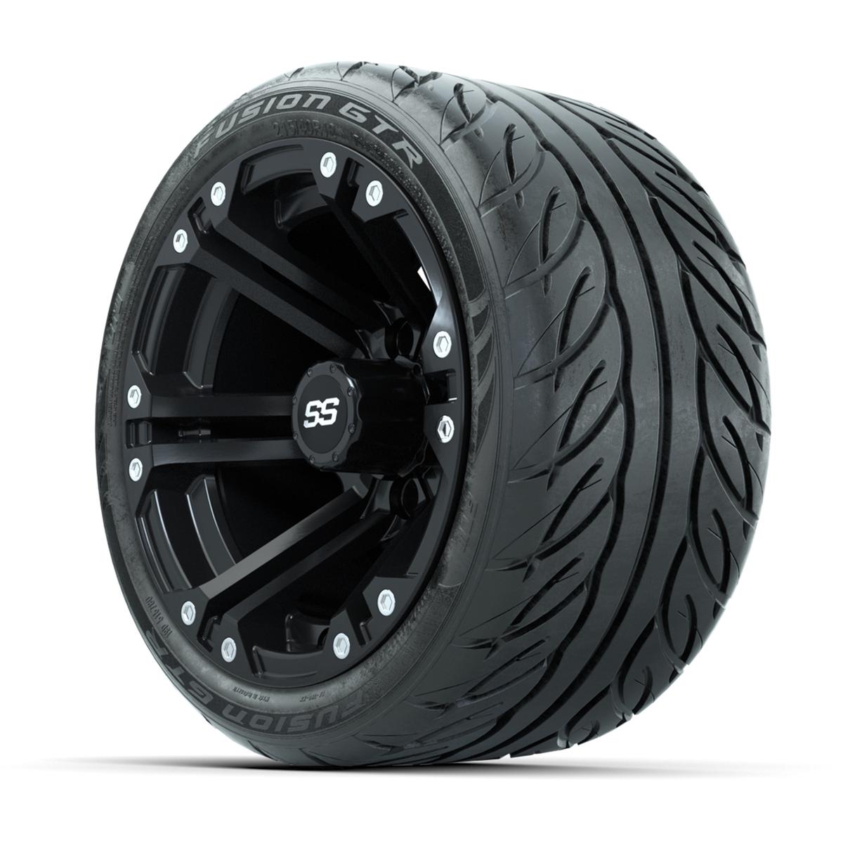 GTW&reg; Specter Matte Black 12 in Wheels with 215/40-R12 Fusion GTR Steel Belt Radial Street Tires – Full Set