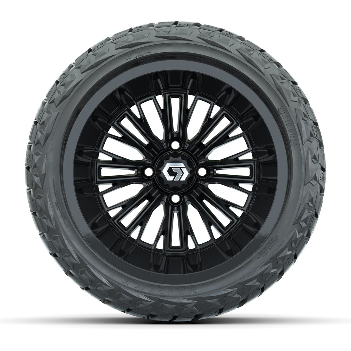 GTW&reg; Viper Gloss Black 14 in Wheels with 23X10-R14 Maverick Steel Belted Radial All-Terrain Tires - Full Set