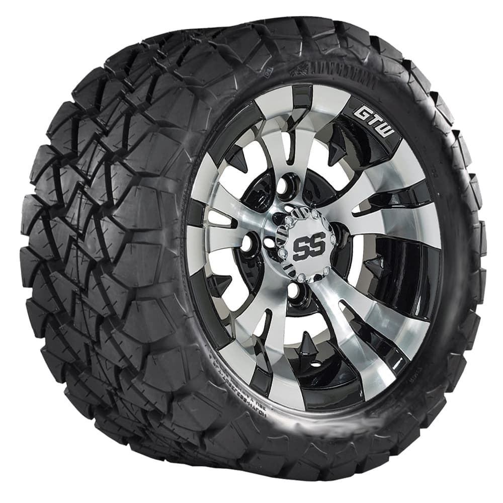 GTW Vampire Black and Machined Wheels with 22in Timberwolf Mud Tires - 10 Inch