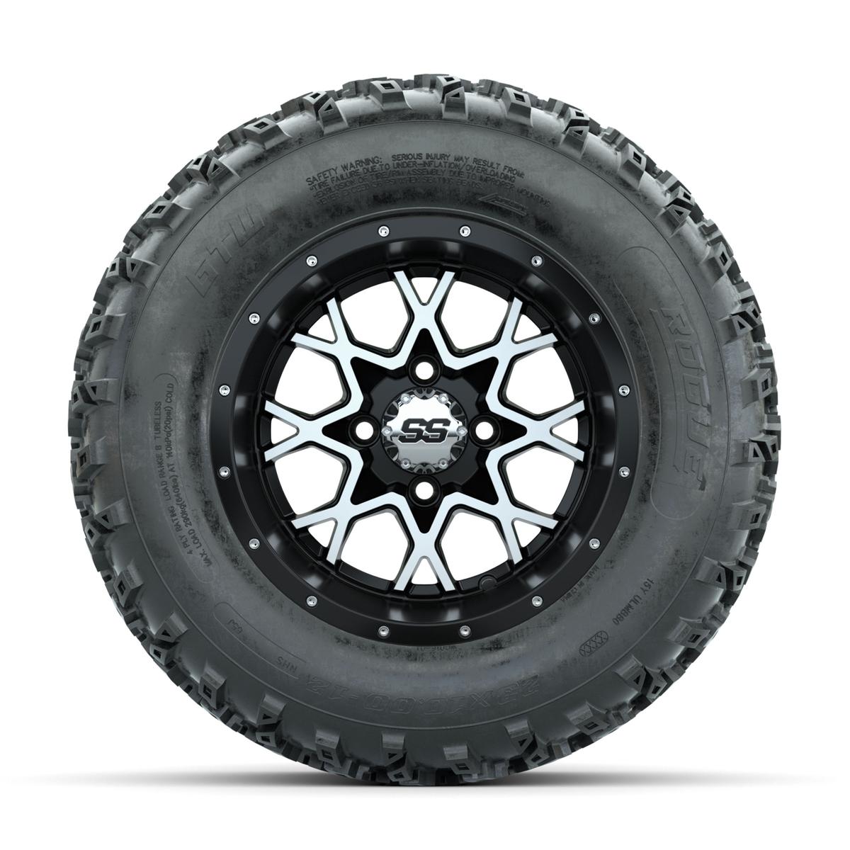 GTW Vortex Machined/Matte Black 12 in Wheels with 23x10.00-12 Rogue All Terrain Tires – Full Set