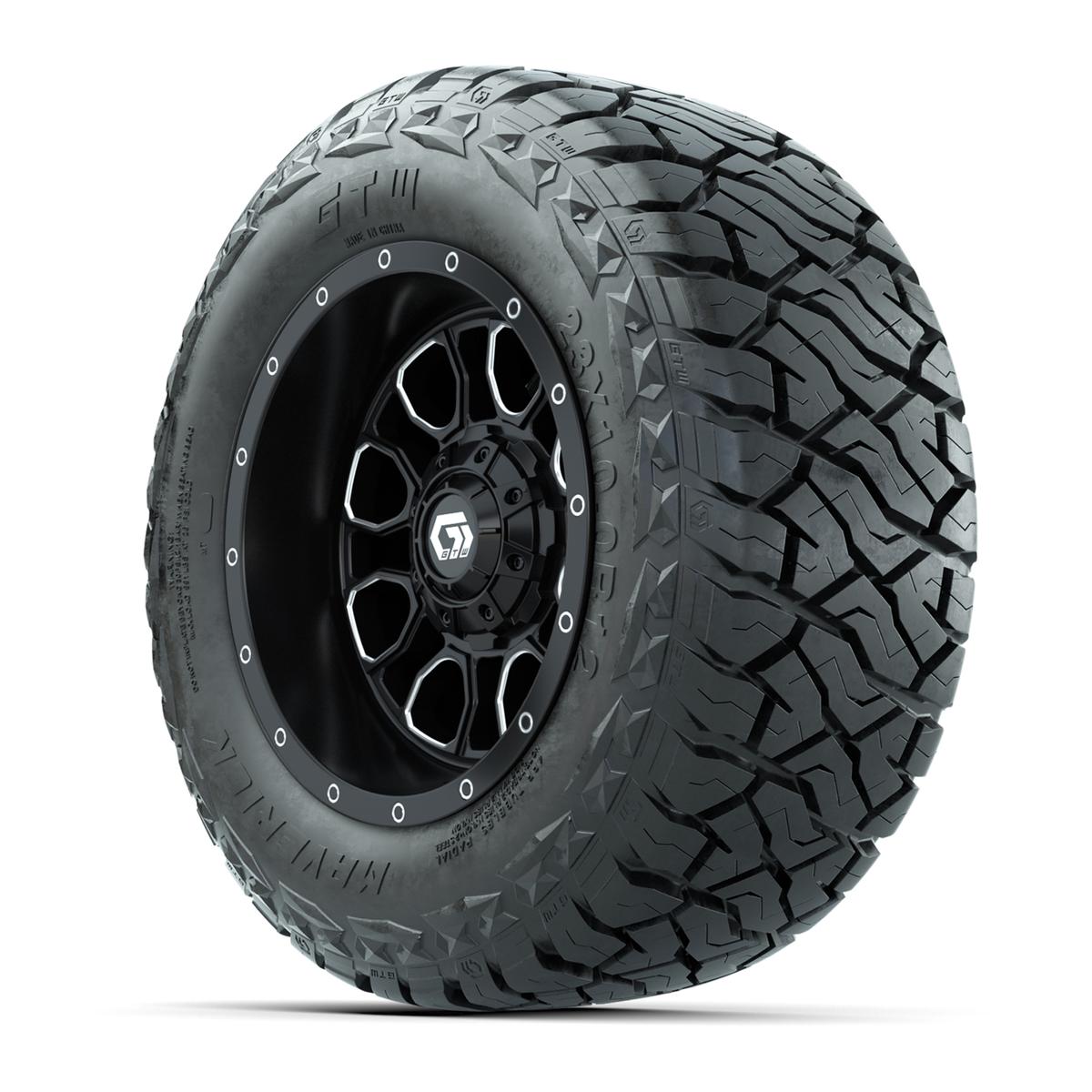GTW Volt Black/Machined 12 in Wheels with 23x10.00-R12 Maverick All-Terrain Tires – Full Set