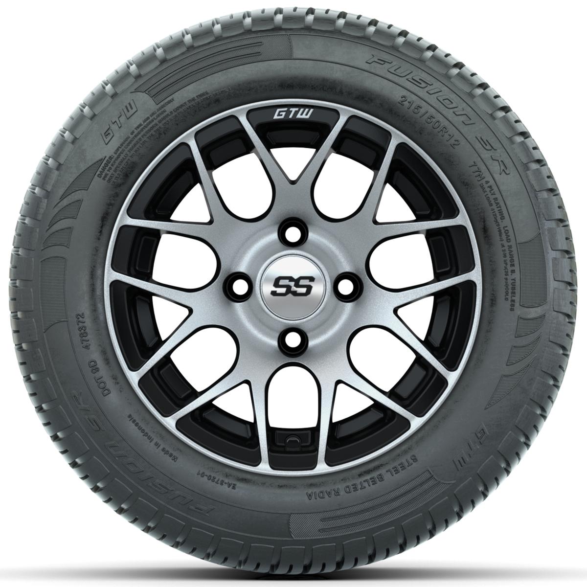 Set of (4) 12 in GTW Pursuit Wheels with 215/50-R12 Fusion S/R Street Tires