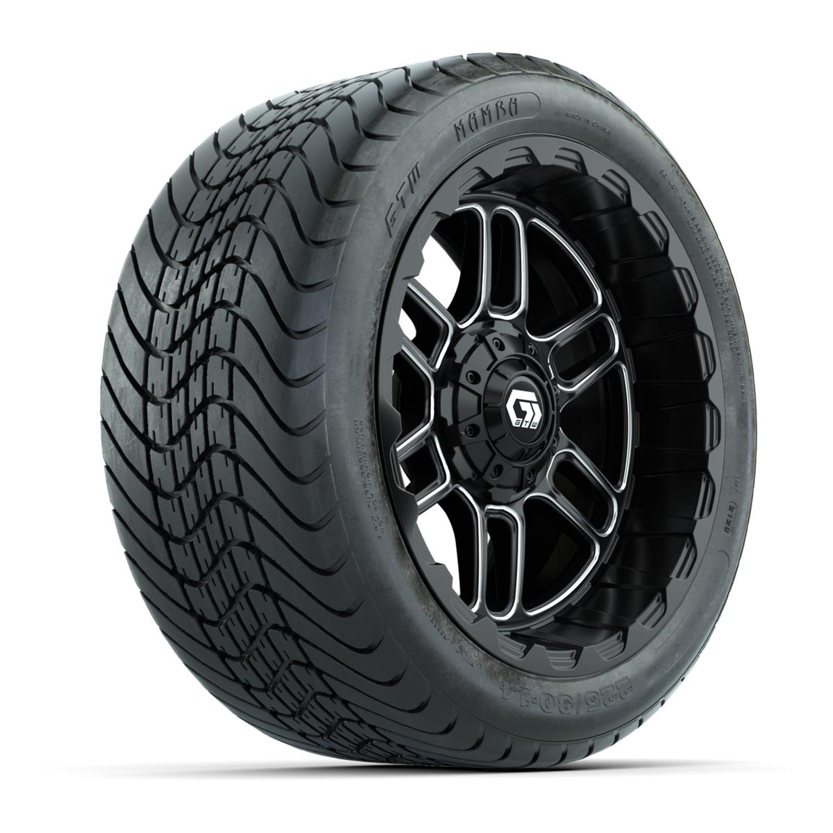 Set of (4) 14 in GTW® Titan Machined & Black Wheels with 225/30-14 Mamba Street Tire