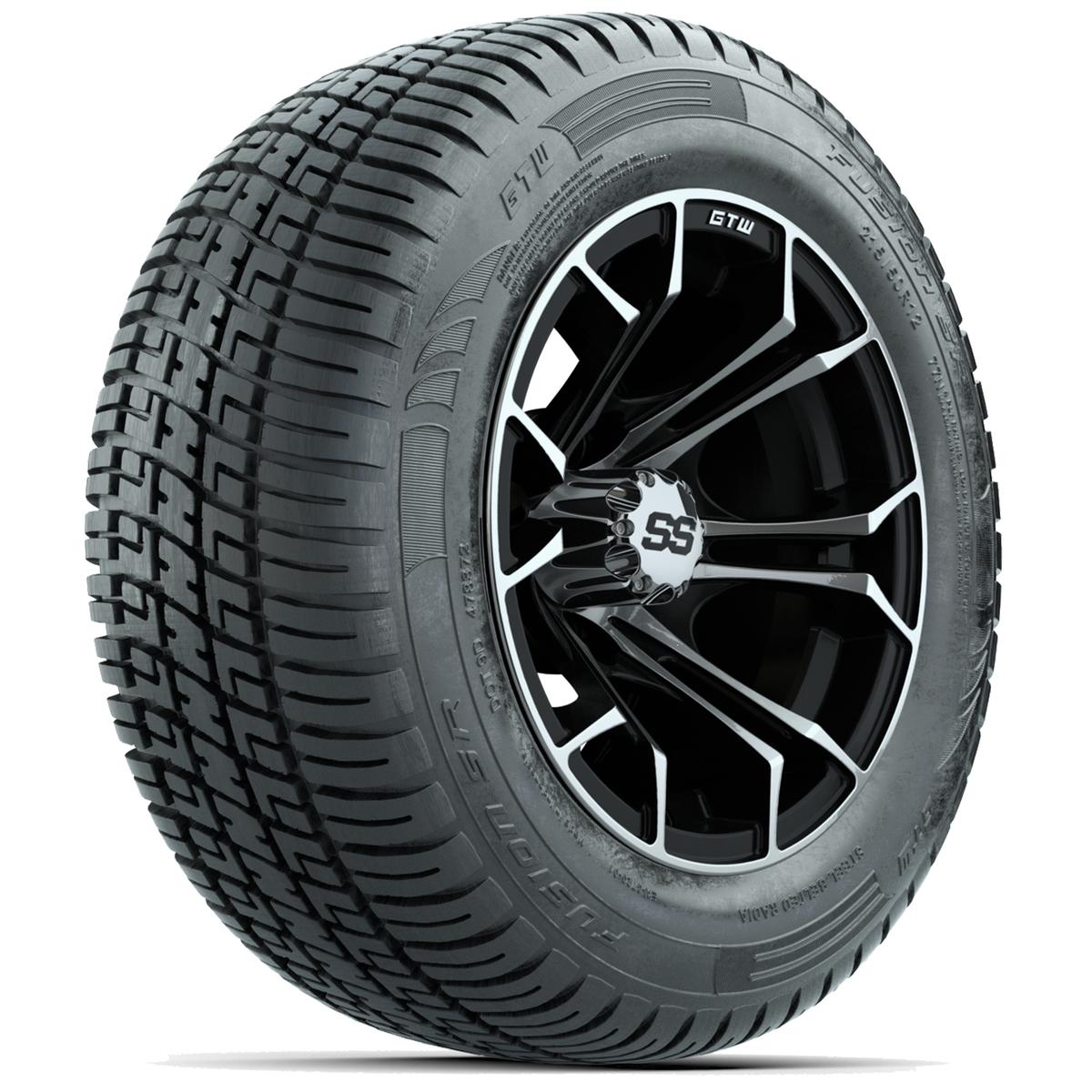 GTW Spyder Machined/Black 12 in Wheels with 215/50-R12 Fusion S/R Street Tires – Full Set