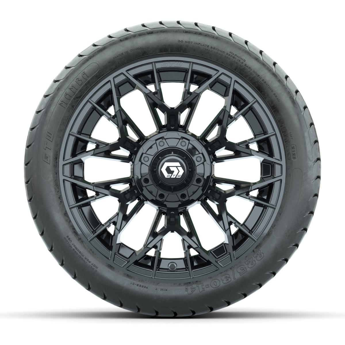 Set of (4) 14 in GTW® Stellar Black Wheels with 225/30-14 Mamba Street Tire