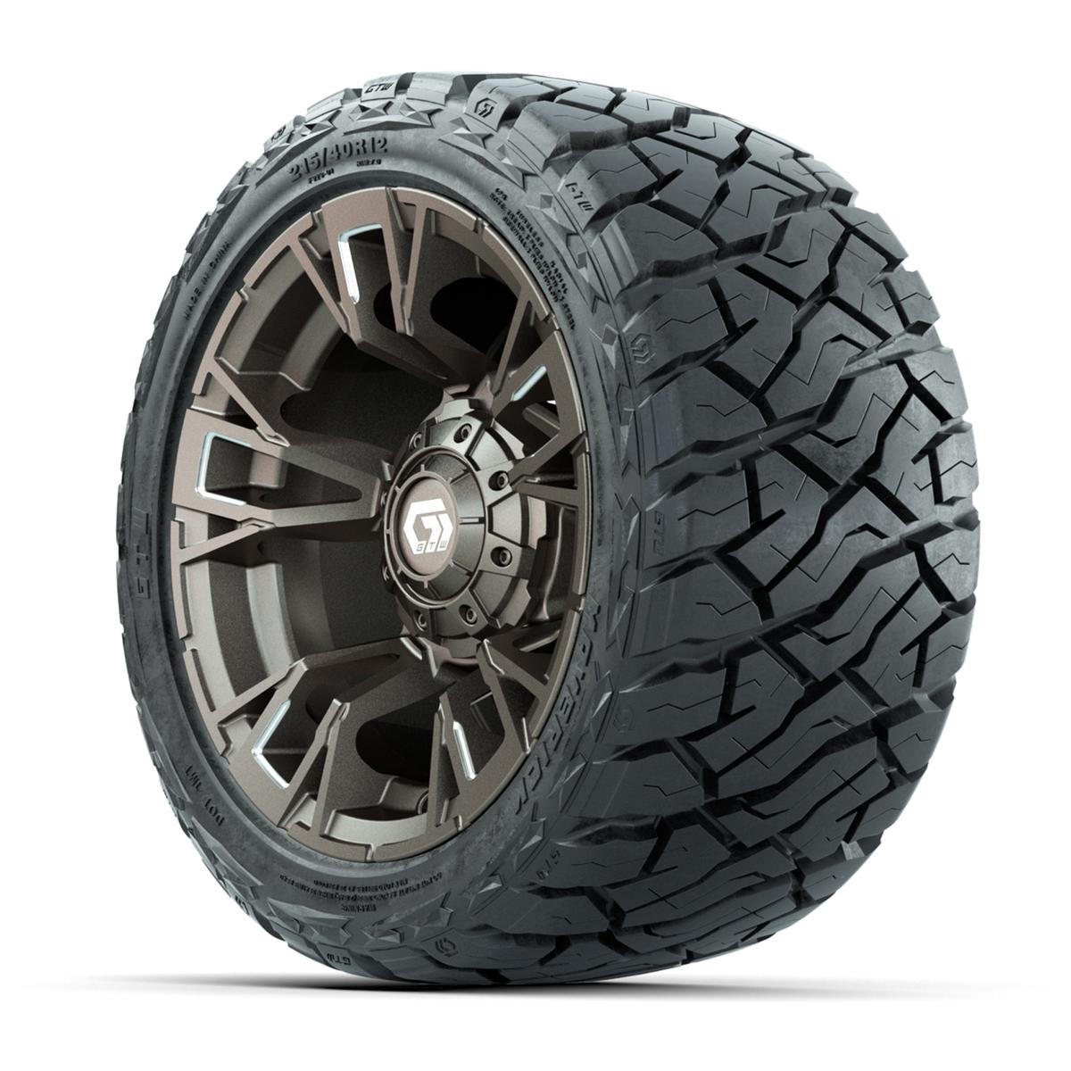 GTW Vandal Satin Bronze/Machined 12 in Wheels with 215/40-R12 Maverick Low-Profile All-Terrain Tires – Full Set
