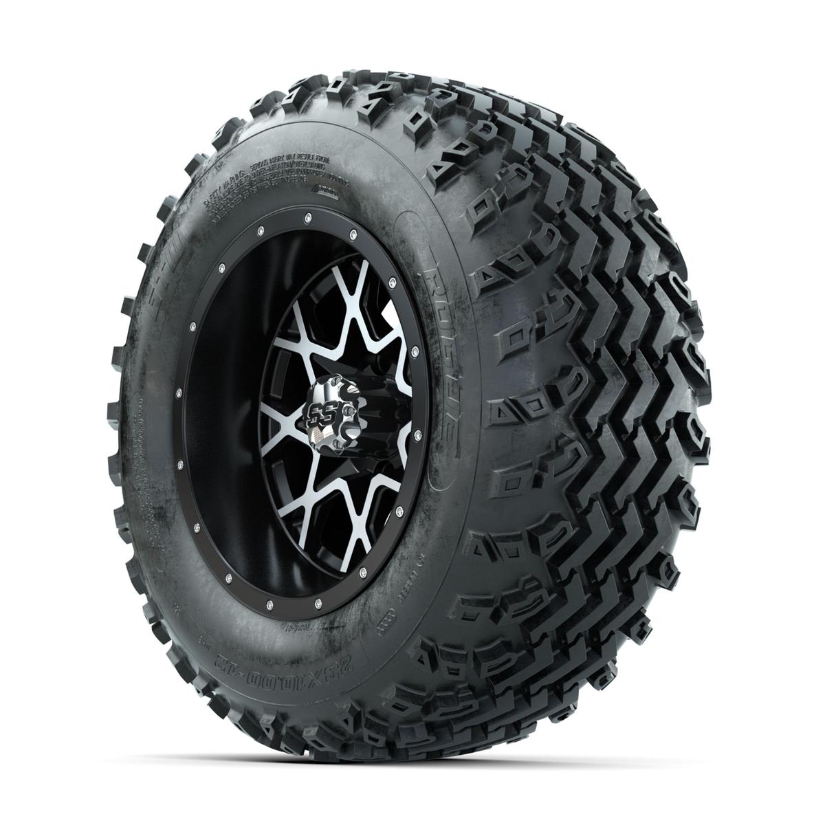 GTW Vortex Machined/Matte Black 12 in Wheels with 23x10.00-12 Rogue All Terrain Tires – Full Set