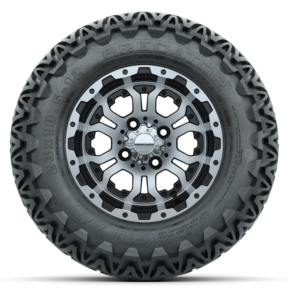 Set of (4) 12 in GTW Omega Wheels with 23x10.5-12 GTW Predator All-Terrain Tires