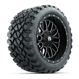 Set of (4) 14 in GTW® Helix Machined & Black Wheels with 23x10-R14 Nomad All-Terrain Tires