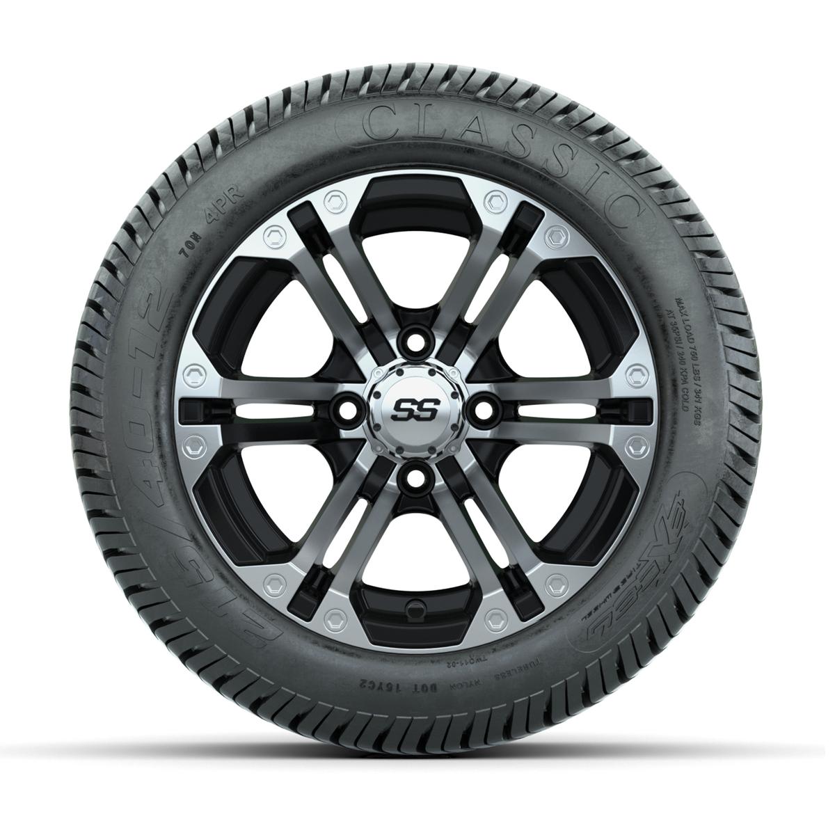 12” GTW Specter Black and Machined Wheels with Excel Lo-Pro Street Tires – Set of 4