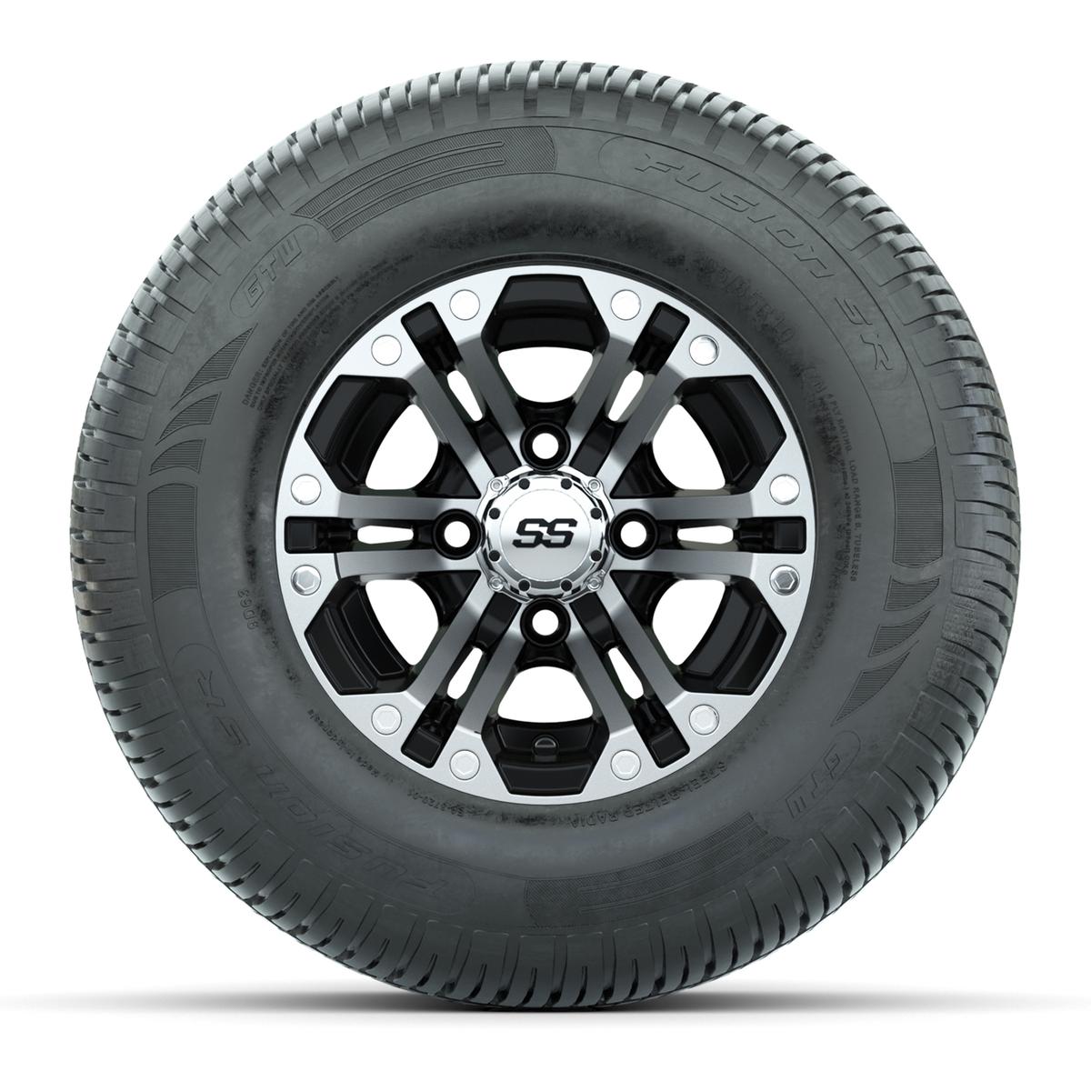 GTW Specter Black and Machined 10 in Wheels with 20in Fusion Street Tires - Set of 4