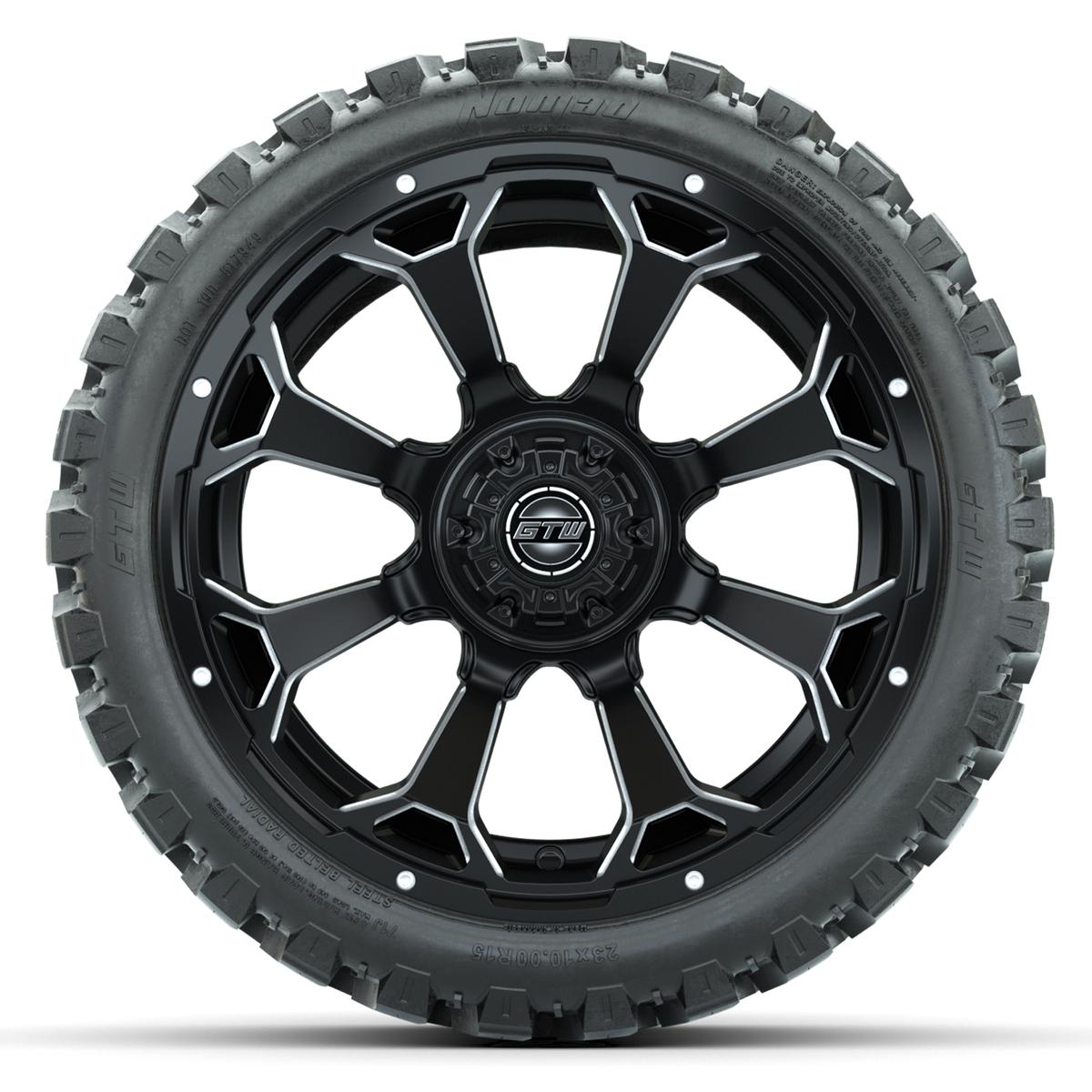 Set of (4) 15&Prime; GTW Raven Matte Black Wheels with 23x10-R15 Nomad All-Terrain Tires
