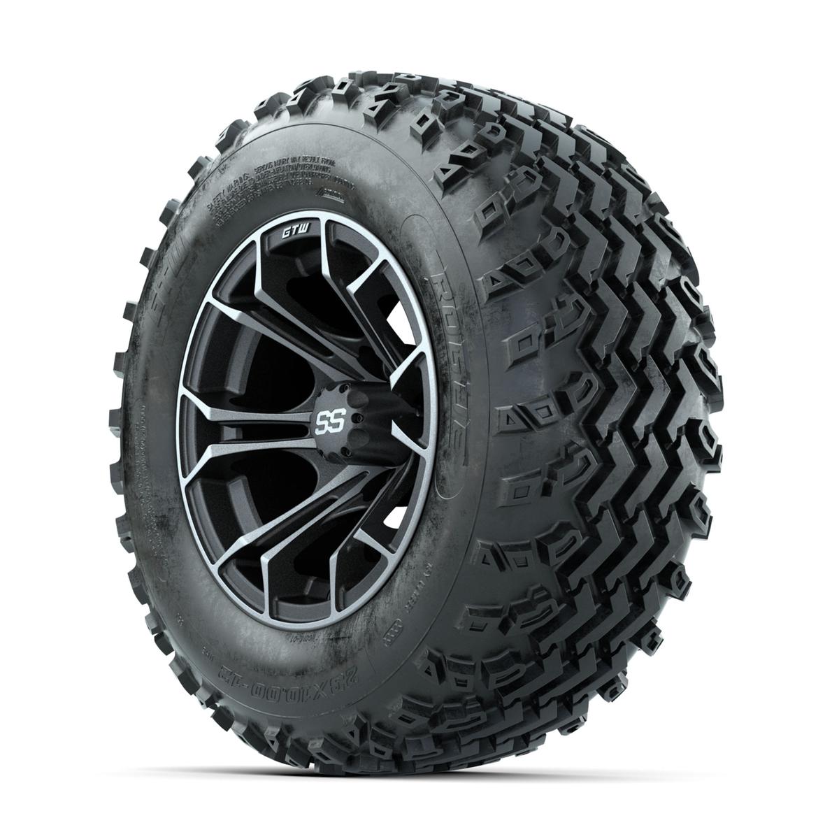 GTW Spyder Machined/Grey 12 in Wheels with 23x10.00-12 Rogue All Terrain Tires – Full Set