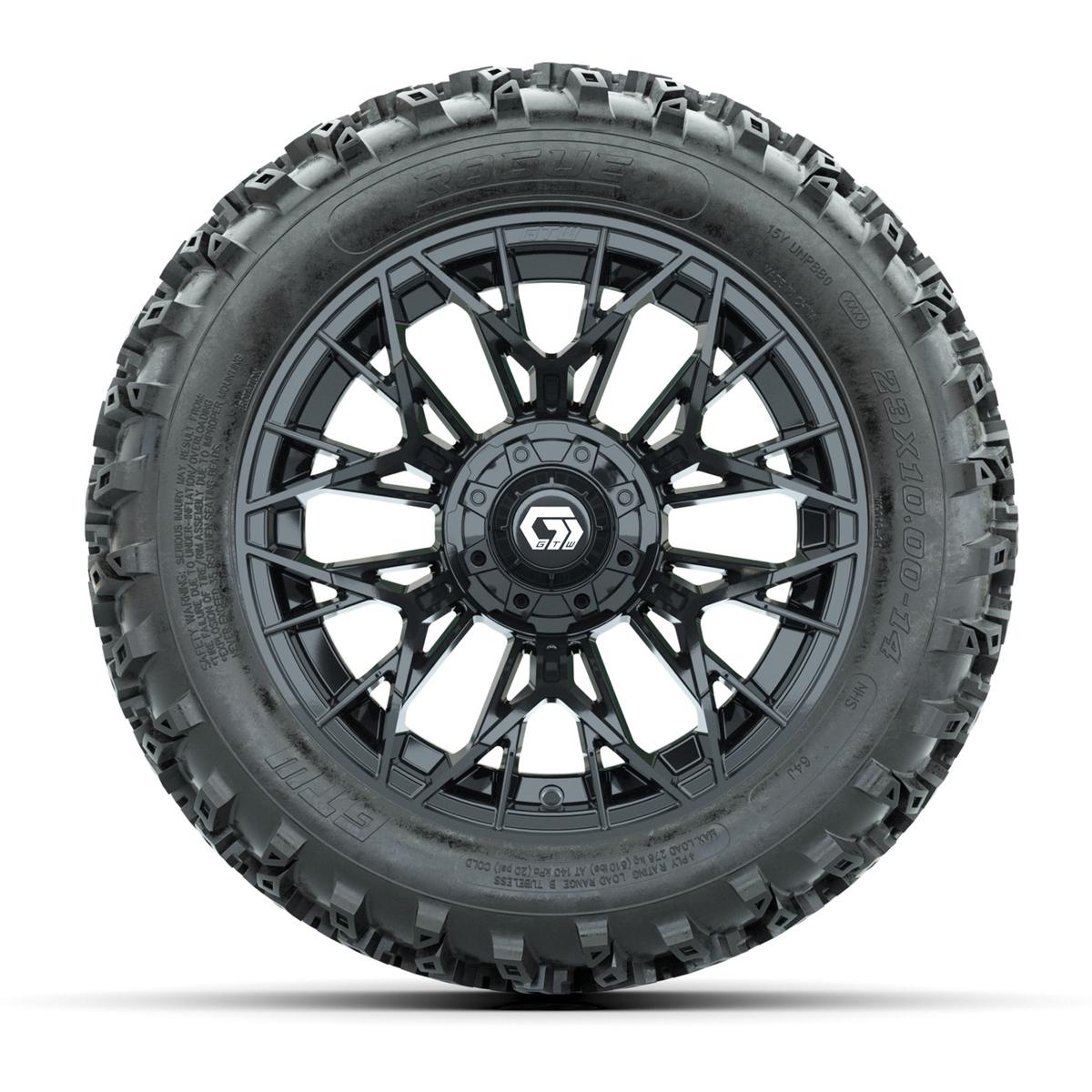 GTW Stellar Black 14 in Wheels with 23x10.00-14 Rogue All Terrain Tires – Full Set