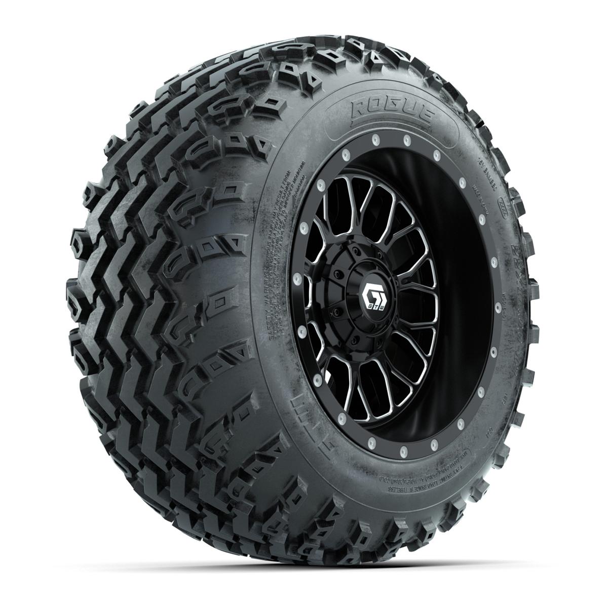 GTW Helix Machined/Black 12 in Wheels with 22x11.00-12 Rogue All Terrain Tires – Full Set