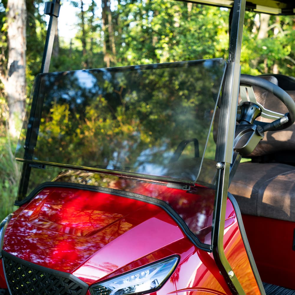RedDot EZGO TXT Tinted 1/4" Folding Windshield with Rubber Trim for Storm Body Kits with 1” Strut (Years 1994.5-Up)
