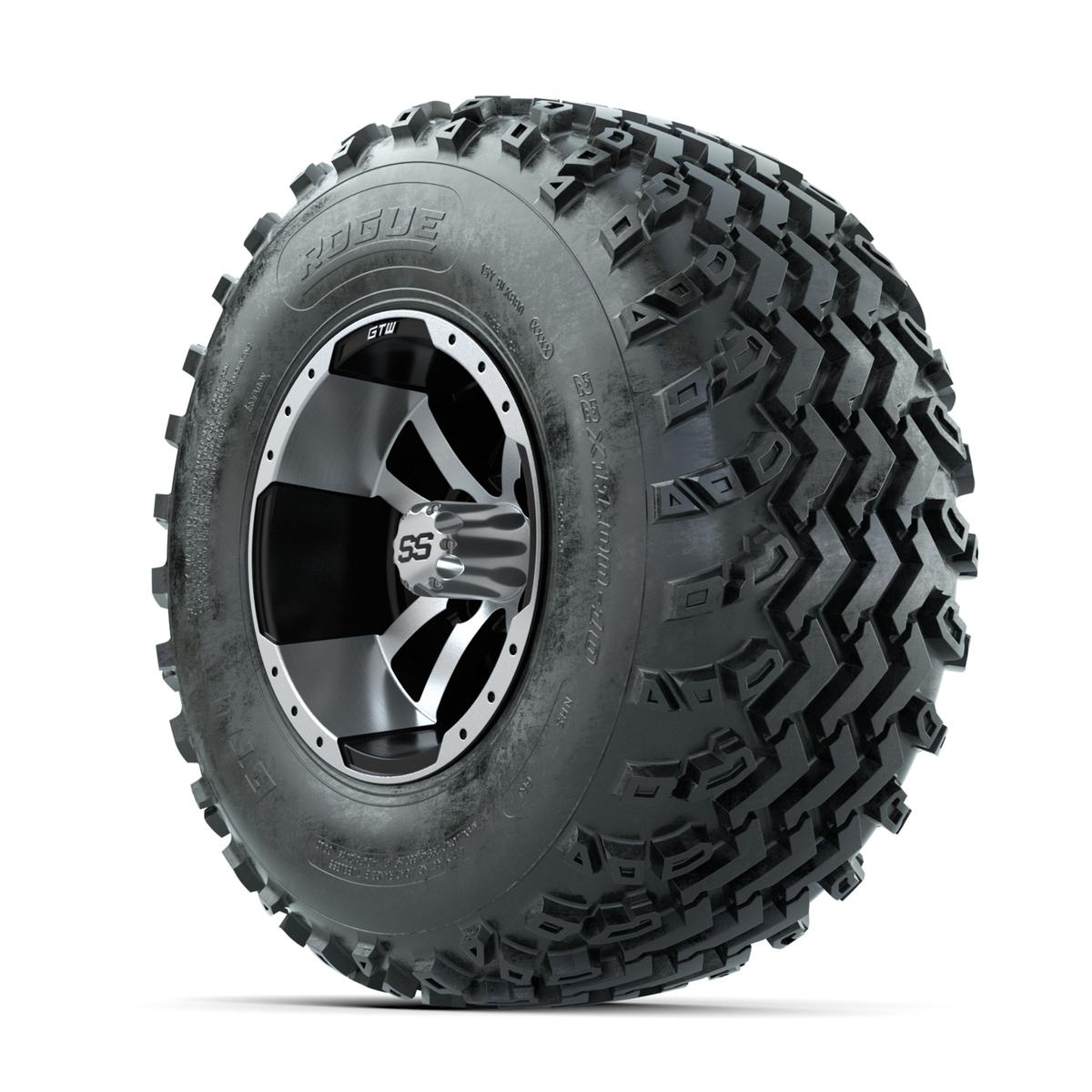 GTW Storm Trooper Machined/Black 10 in Wheels with 22x11.00-10 Rogue All Terrain Tires – Full Set