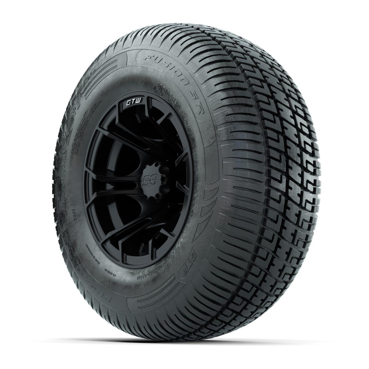 GTW Spyder Matte Black 10 in Wheels with 205/65-R10 Fusion SR Steel Belted Radial Tires – Full Set