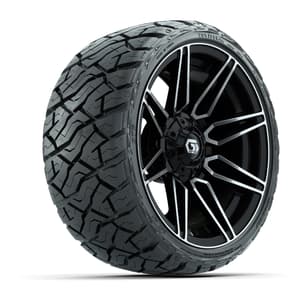 GTW Stealth Gloss Black/Machined 14 in Wheels with 205/35-R14 Maverick Low-Profile All-Terrain Tires – Full Set