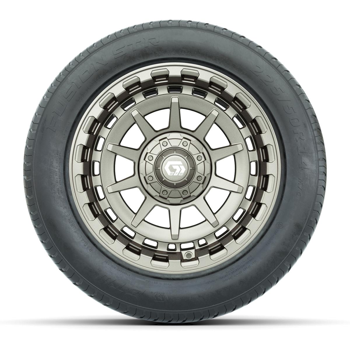 GTW&reg; Barricade Satin Bronze 14 in Wheels with 255/50-R14 Fusion STR DOT Approved Street Tires - Full Set