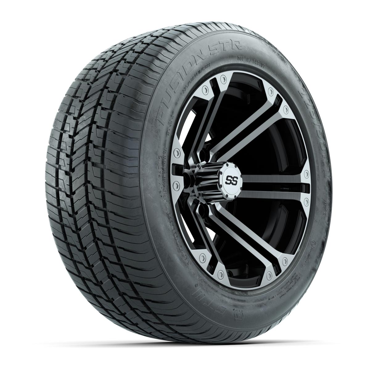 GTW&reg; Specter Black and Machined 14 in Wheels with 255/50-R14 Fusion STR DOT Approved Street Tires - Full Set