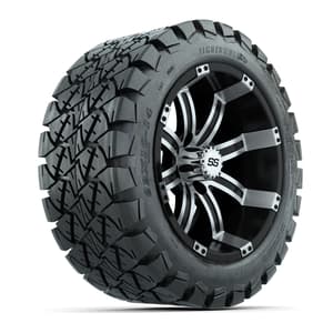 GTW Tempest Black and Machined Wheels with 22in Timberwolf Mud Tires - 14 Inch