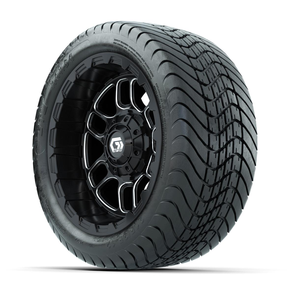 Set of (4) 12 in GTW® Titan Machined & Black Wheels with 215/35-12 Mamba Street Tires