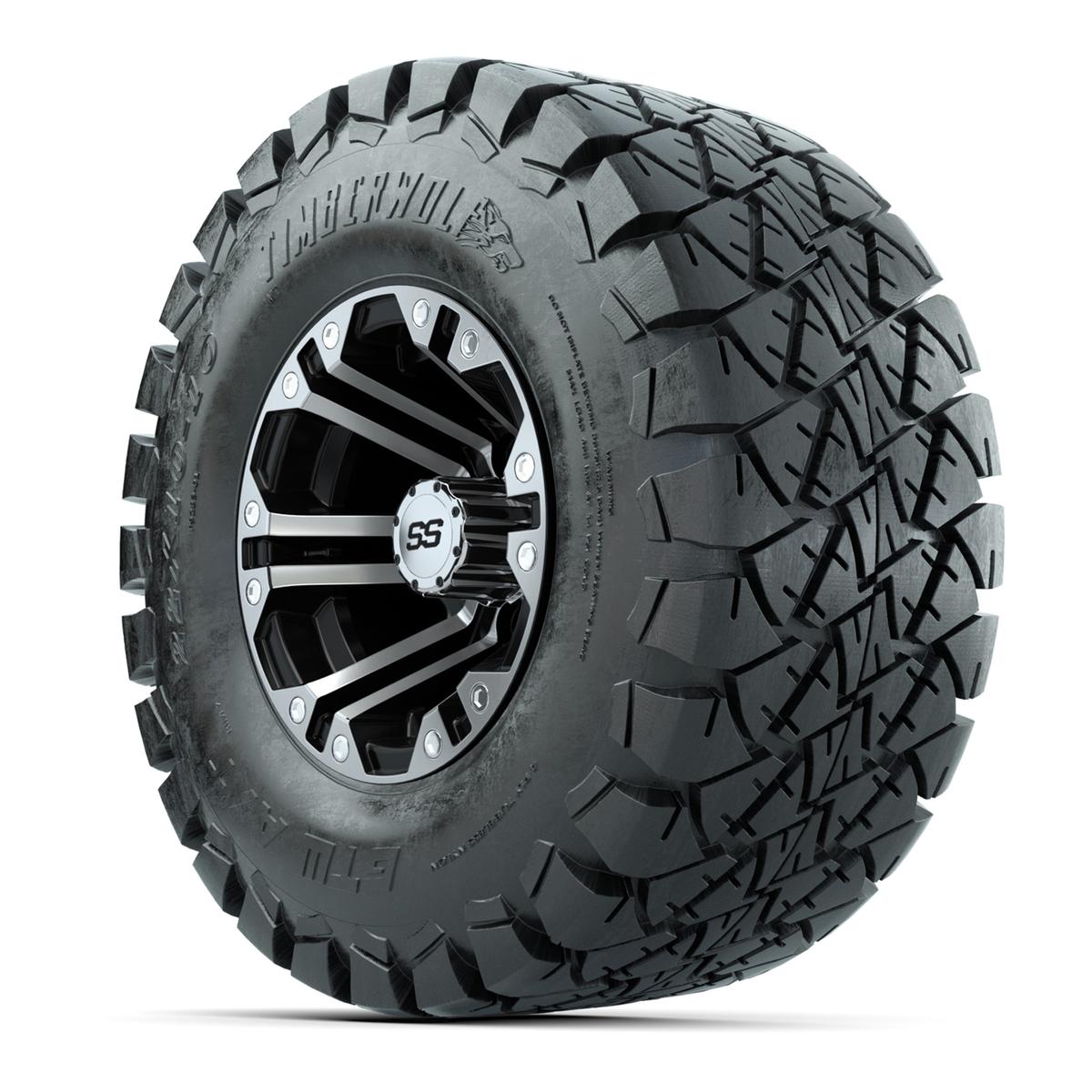 GTW Specter Black and Machined Wheels with 22in Timberwolf Mud Tires - 10 Inch