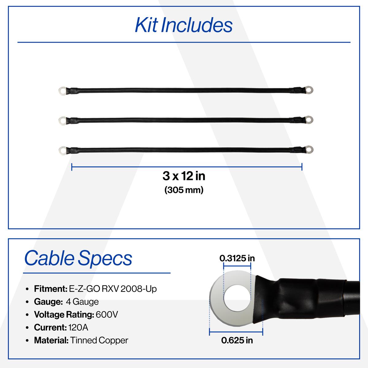 EZGO RXV 4-Gauge Battery Cable Set (Years 2008-Up)