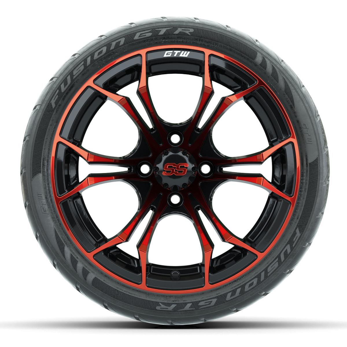 GTW Spyder Red/Black 14 in Wheels with 205/40-R14 Fusion GTR Street Tires – Full Set