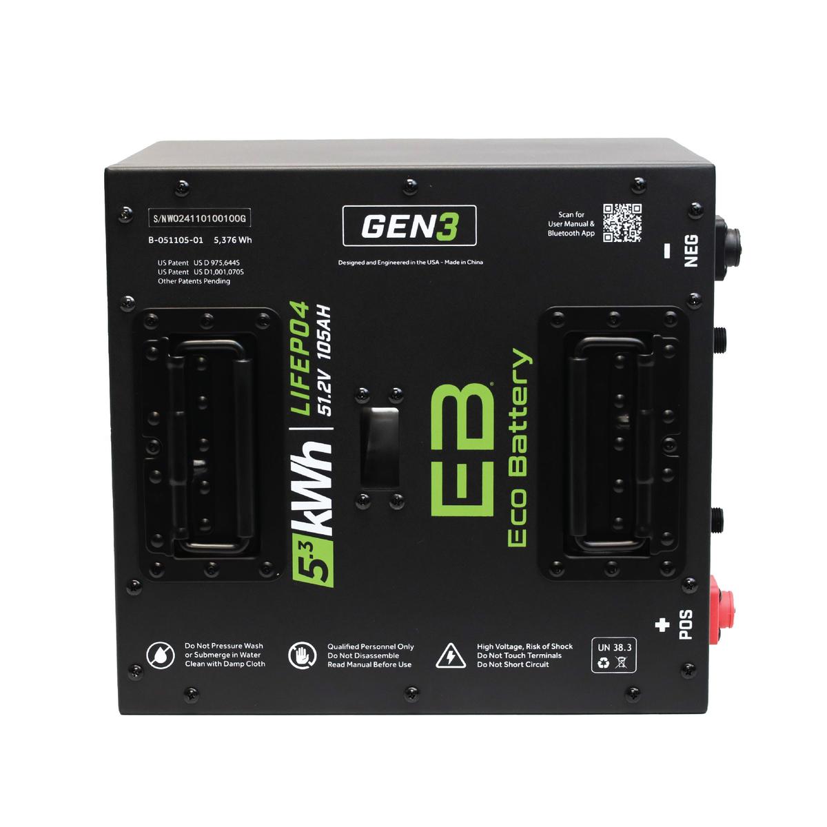 Yamaha G29/Drive 2011-Up & Drive2 Eco Lithium 51v 105Ah GEN3 Battery Bundle - Thru Hole