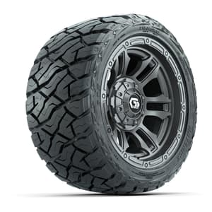 GTW Shogun Gloss Gunmetal 12 in Wheels with 215/40-R12 Maverick Low-Profile All-Terrain Tires – Full Set