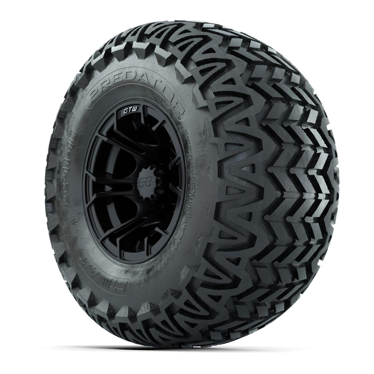 GTW Spyder Matte Black 10 in Wheels with 22x11-10 Predator All Terrain Tires – Full Set