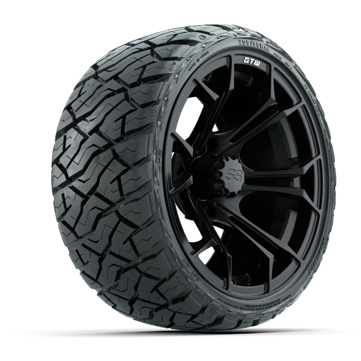GTW Spyder Matte Black 14 in Wheels with 205/35-R14 Maverick Low-Profile All-Terrain Tires – Full Set