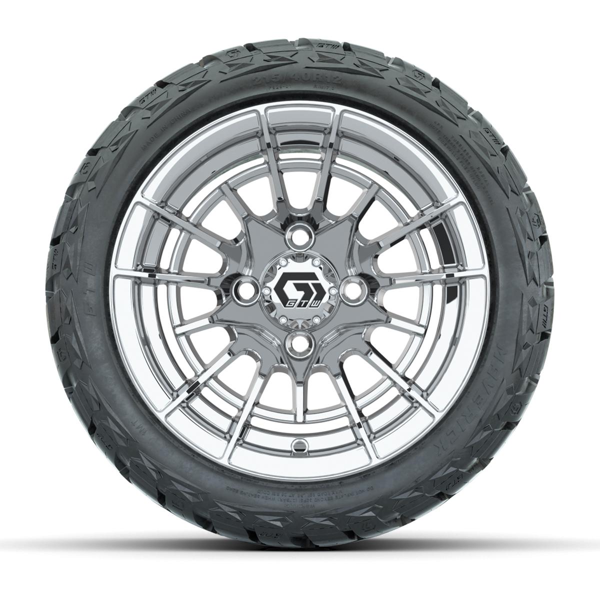 GTW Boost Chrome 12 in Wheels with 215/40-R12 Maverick Low-Profile All-Terrain Tires – Full Set