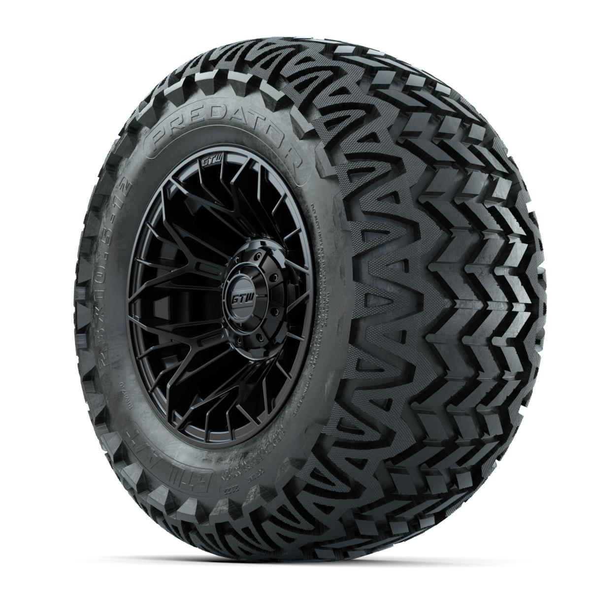 Set of (4) 12 in GTW® Stellar Black Wheels with 23x10.5-12 Predator All-Terrain Tires