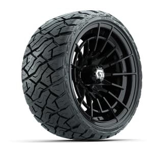 GTW Boost Gloss Black 14 in Wheels with 205/35-R14 Maverick Low-Profile All-Terrain Tires – Full Set