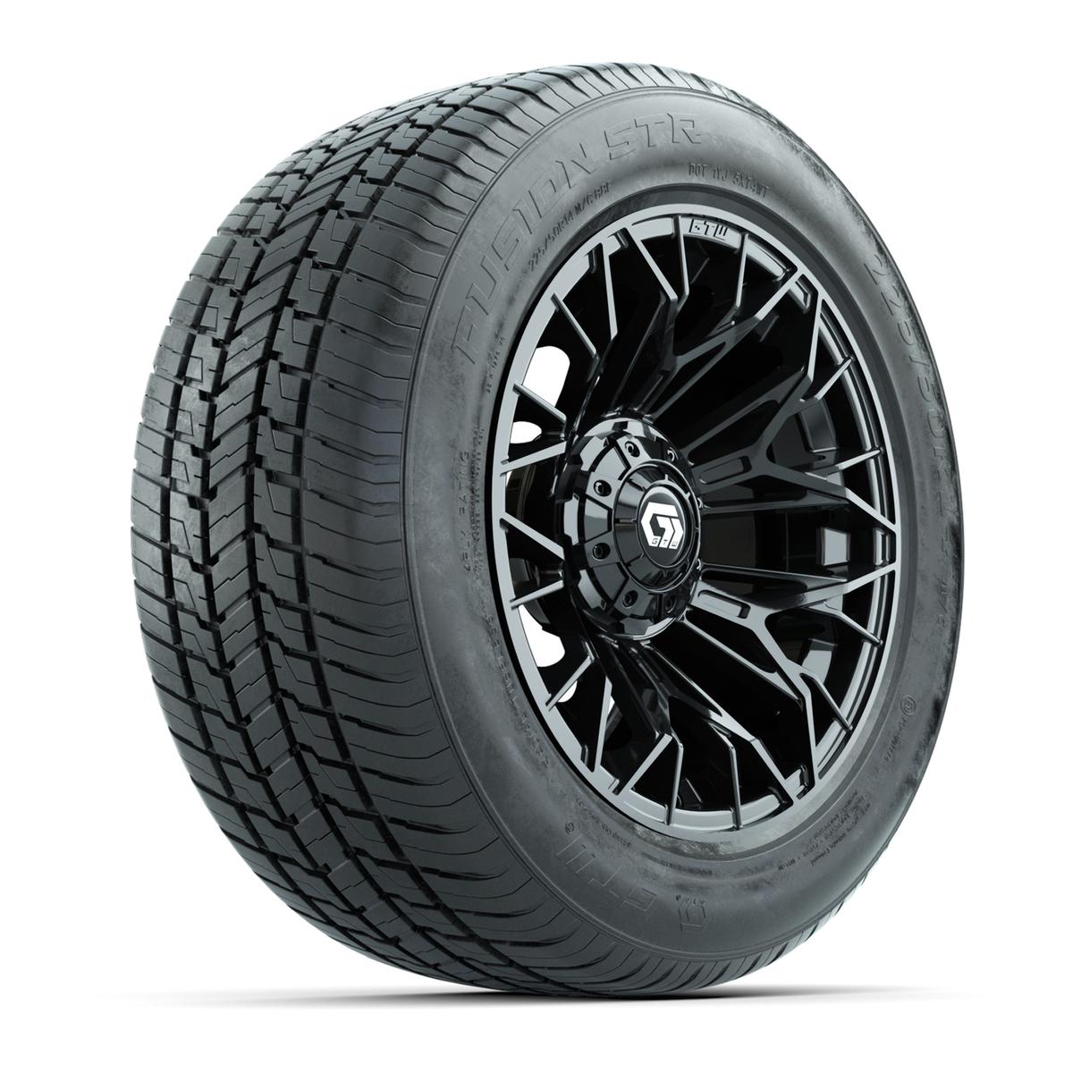 GTW&reg; Stellar Matte Black 14 in Wheels with 255/50-R14 Fusion STR DOT Approved Street Tires - Full Set