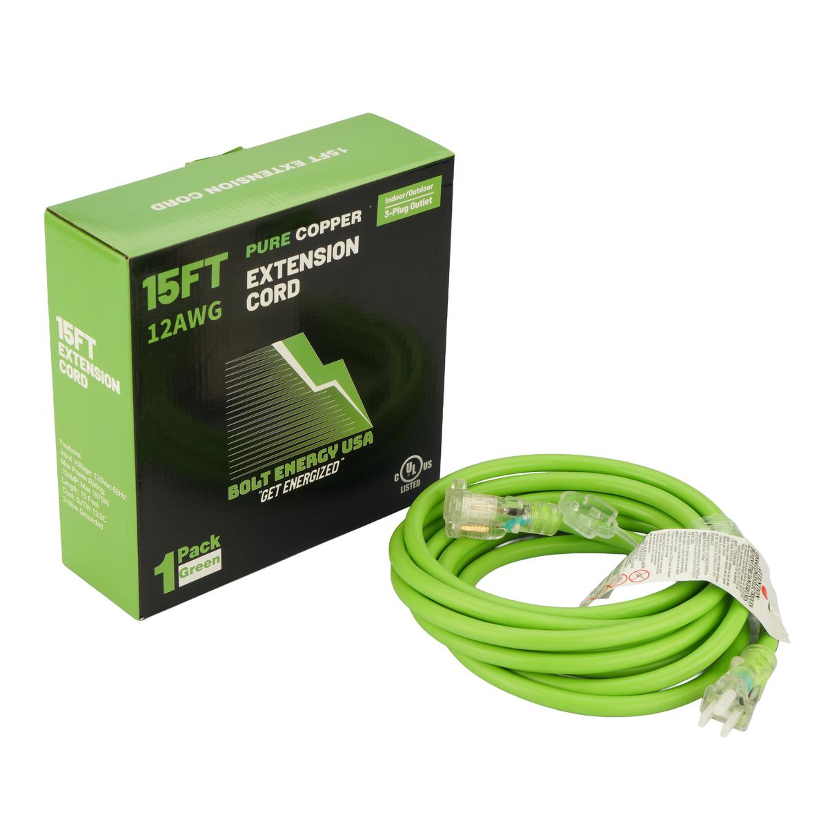 Bolt Energy 15-Foot 12AWG Extension Cord
