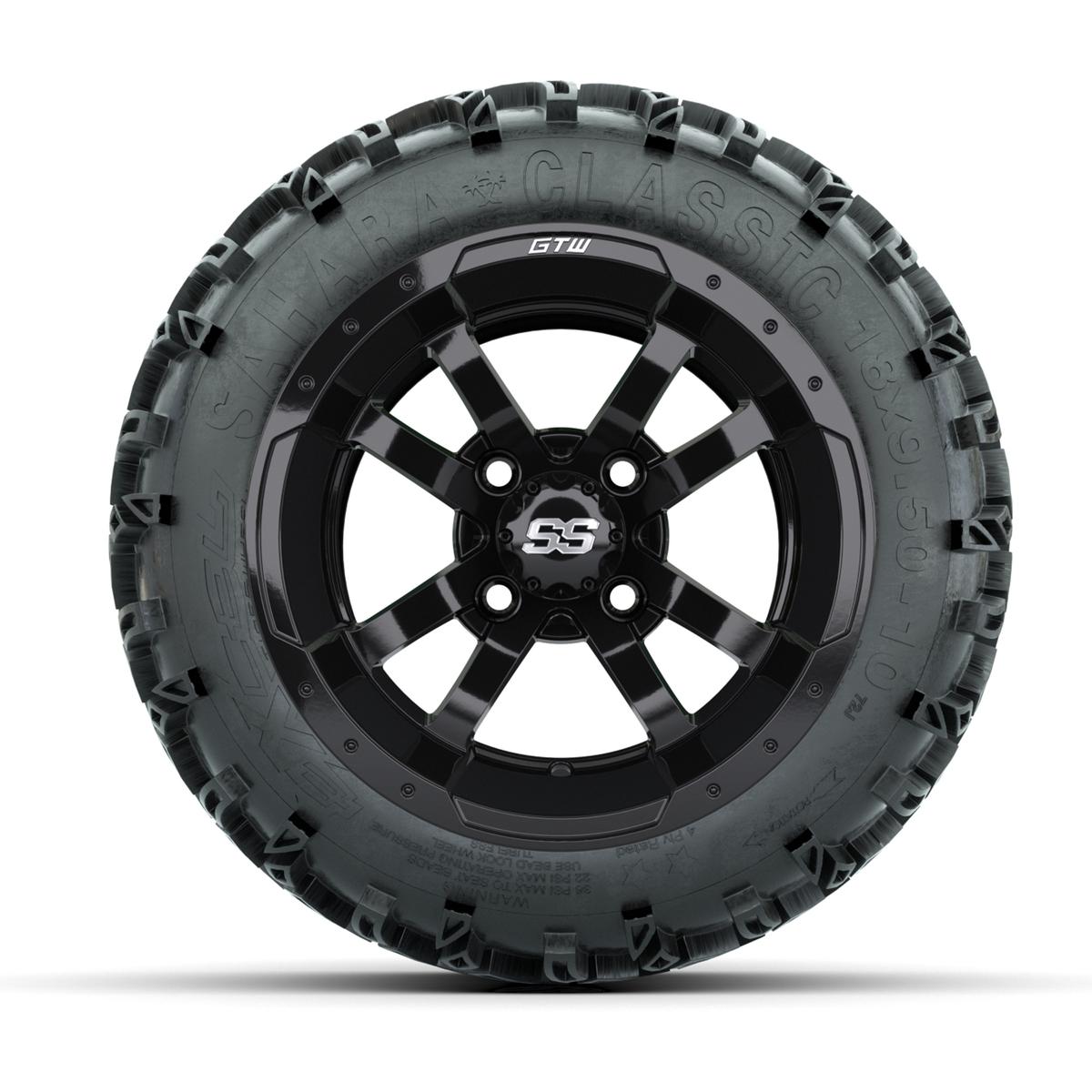 Set of (4) 10 in GTW Storm Trooper Wheels with 18x9.5-10 Sahara Classic All Terrain Tires