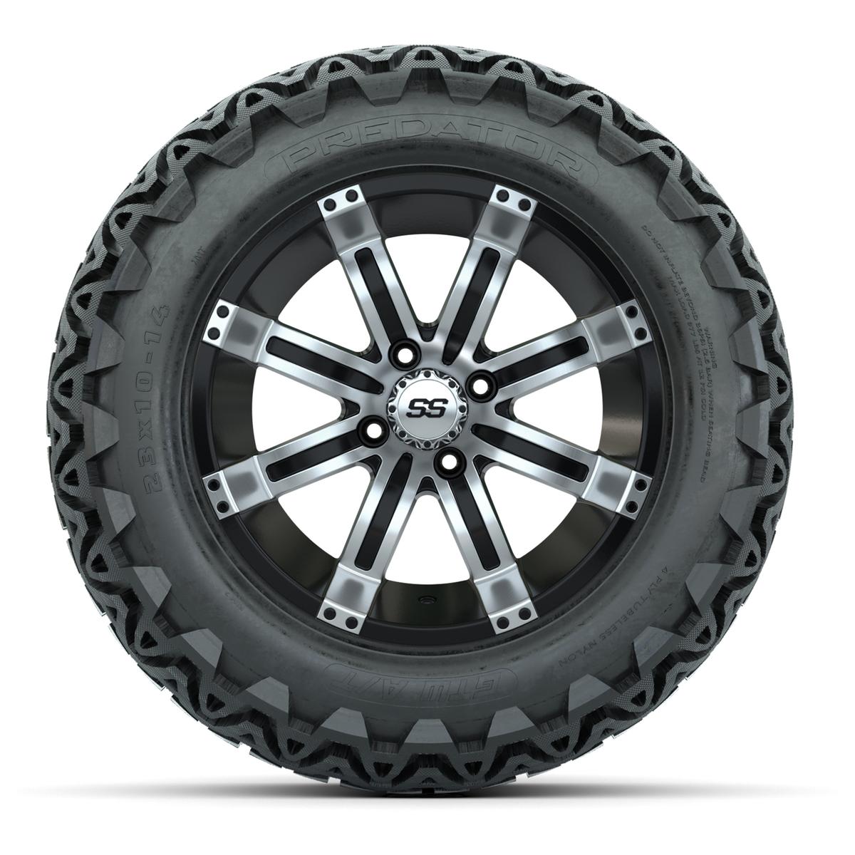 GTW Tempest Black and Machined Wheels with 23in Predator A-T Tires - 14 Inch
