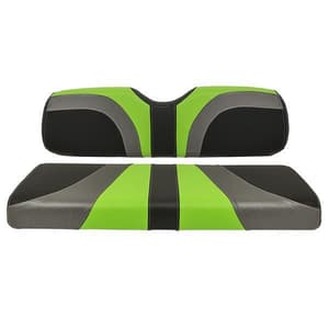 RedDot&reg; Blade Front Seat Covers for EZGO TXT/T48/RXV – Lime Green / Charcoal Gear / Black Carbon Fiber