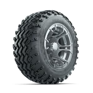 GTW Spyder Silver 12 in Wheels with 22x11.00-12 Rogue All Terrain Tires – Full Set