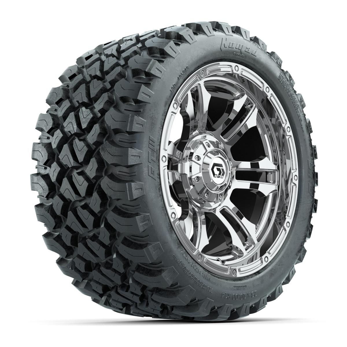 GTW&reg; Shogun Chrome 14 in Wheels with 23X10-R14 Nomad Steel Belt Radial All-Terrain Tires – Full Set