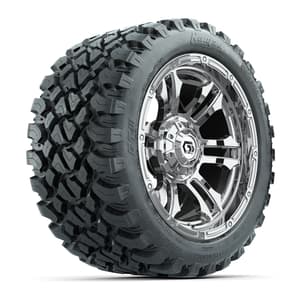 GTW&reg; Shogun Chrome 14 in Wheels with 23X10-R14 Nomad Steel Belt Radial All-Terrain Tires – Full Set