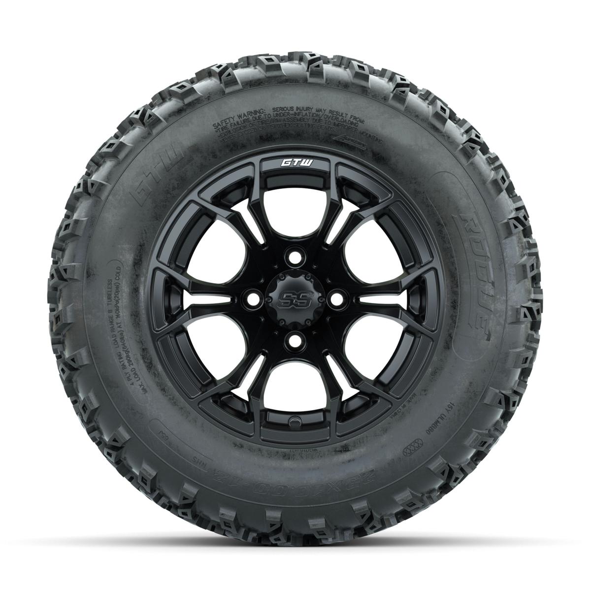 GTW Spyder Matte Black 12 in Wheels with 23x10.00-12 Rogue All Terrain Tires – Full Set