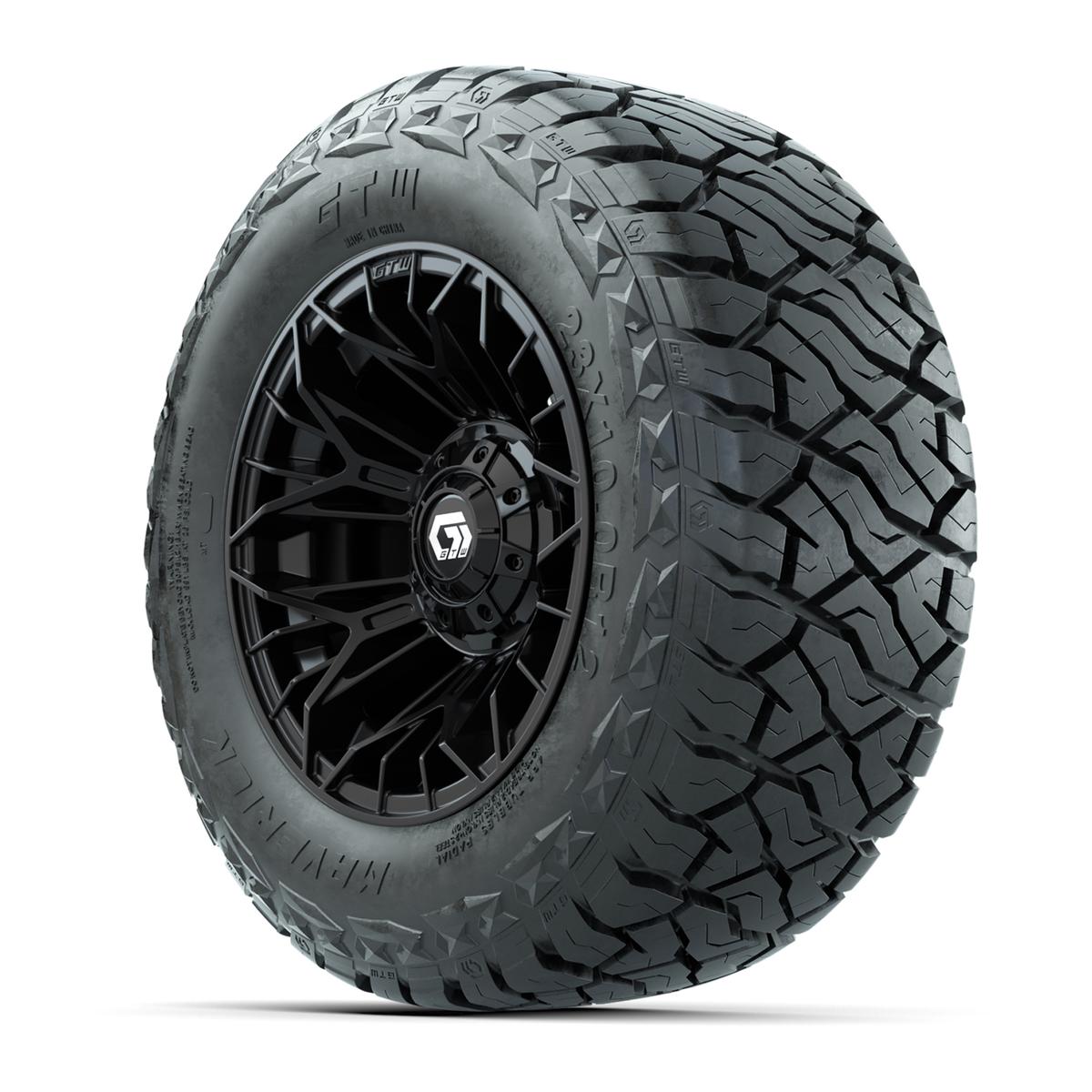 GTW Stellar Matte Black 12 in Wheels with 23x10.00-R12 Maverick All-Terrain Tires – Full Set
