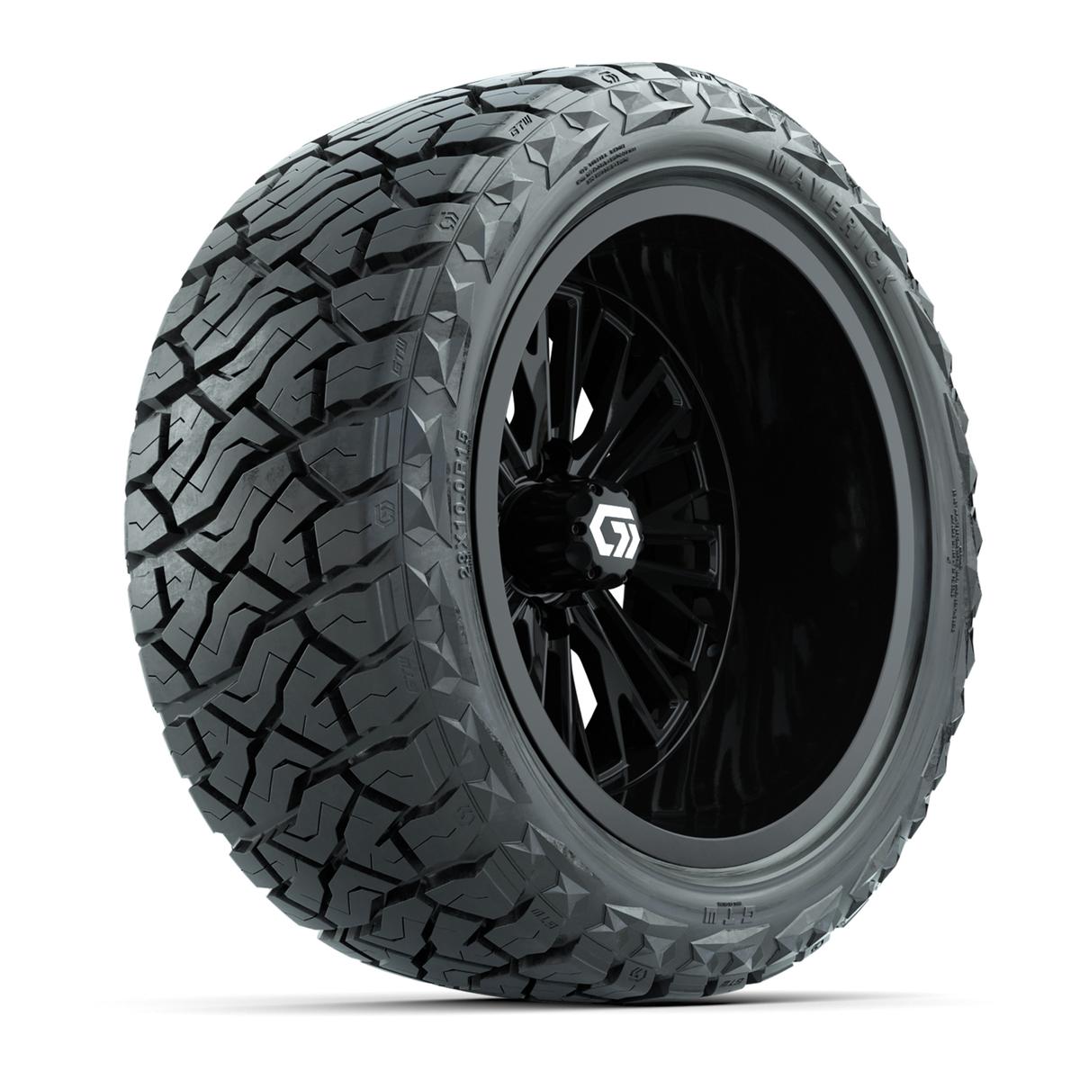 GTW&reg; Viper Gloss Black 15 in Wheels with 23X10-R15 Maverick Steel Belted Radial All-Terrain Tires - Full Set