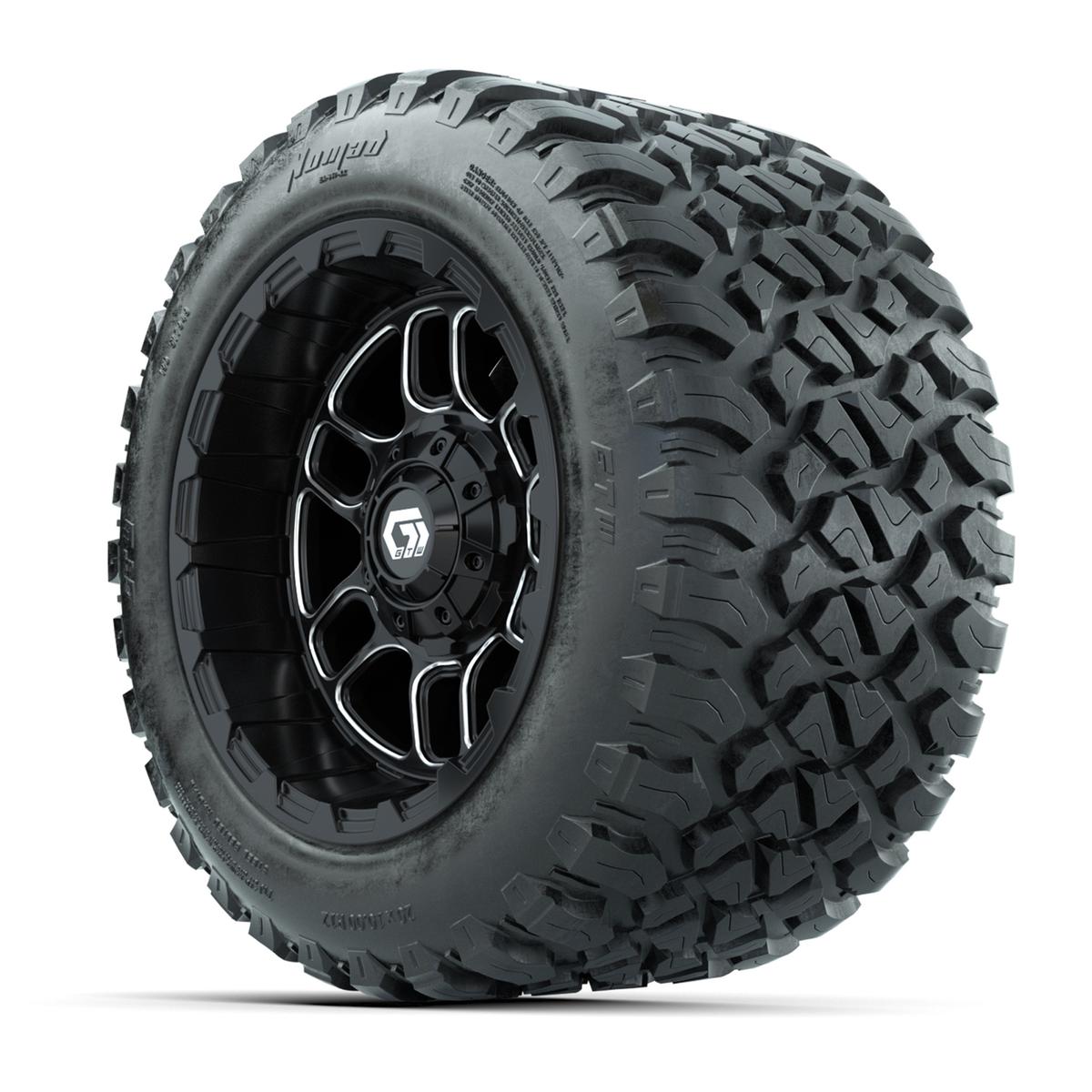 GTW&reg; Titan Black/Machined 12 in Wheels with 20X10-12 Nomad Steel Belt Radial All-Terrain Tires – Full Set